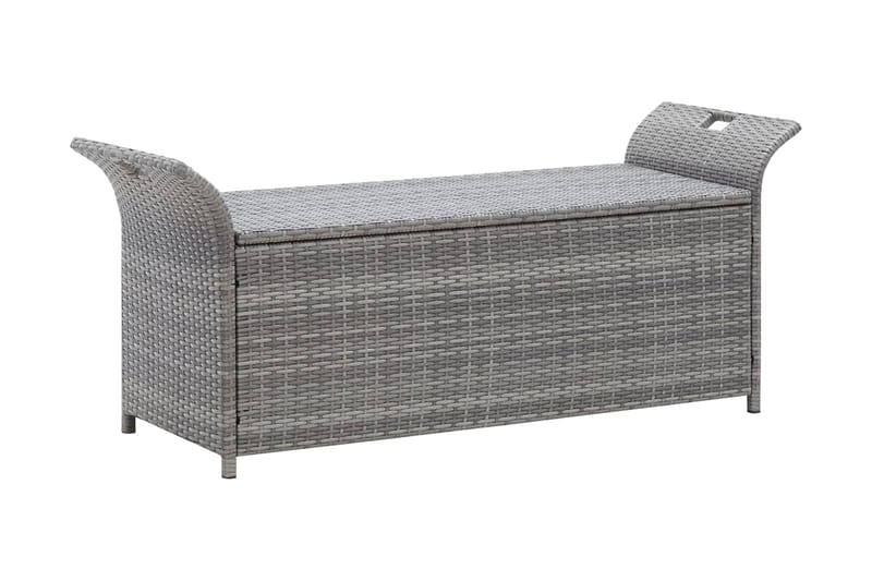 Förvaringsbänk med dyna grå 138 cm konstrotting - Grå - Möbler - Vardagsrum - Stolar & sittmöbler - Sittbänk