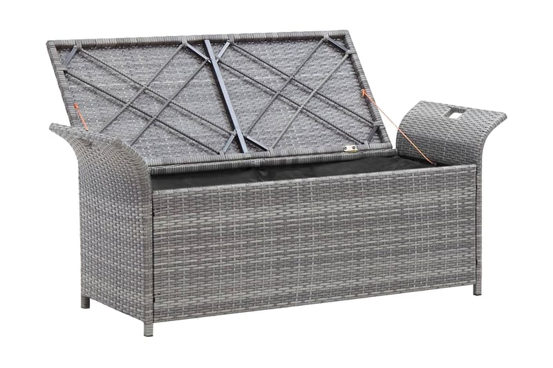 Förvaringsbänk med dyna grå 138 cm konstrotting - Grå - Möbler - Vardagsrum - Stolar & sittmöbler - Sittbänk