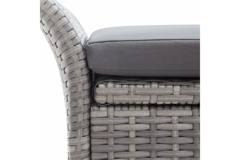 Förvaringsbänk med dyna grå 138 cm konstrotting - Grå - Möbler - Vardagsrum - Stolar & sittmöbler - Sittbänk