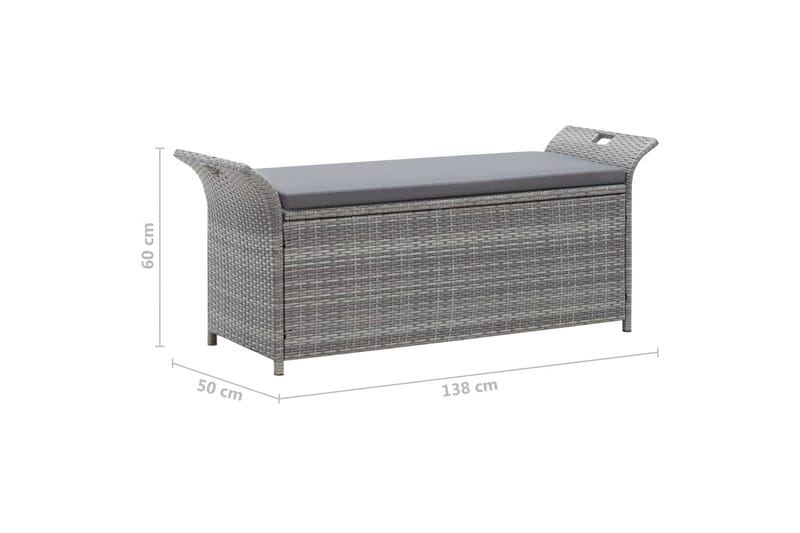 Förvaringsbänk med dyna grå 138 cm konstrotting - Grå - Möbler - Vardagsrum - Stolar & sittmöbler - Sittbänk
