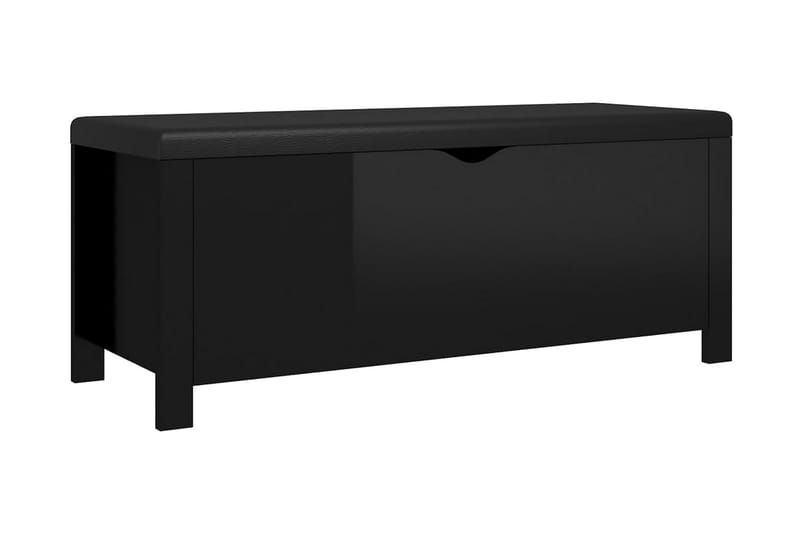 Förvaringsbänk med dyna svart högglans 105x40x45 cm spånskiv - Svart - Möbler - Vardagsrum - Stolar & sittmöbler - Sittbänk