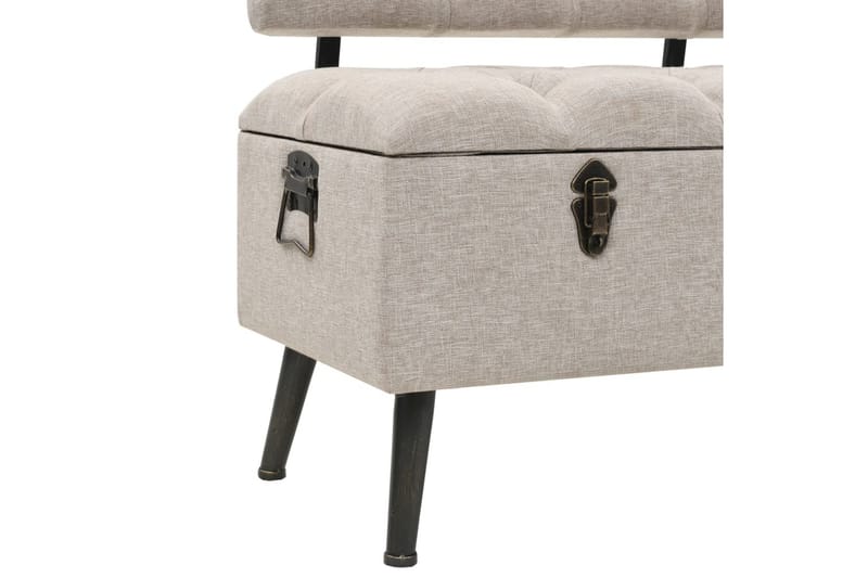 Förvaringsbänk med ryggstöd 110 cm gräddvit tyg - Kräm - Möbler - Vardagsrum - Stolar & sittmöbler - Sittbänk - Bänk med ryggstöd