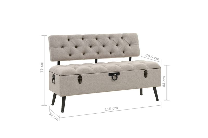 Förvaringsbänk med ryggstöd 110 cm gräddvit tyg - Kräm - Möbler - Vardagsrum - Stolar & sittmöbler - Sittbänk - Bänk med ryggstöd