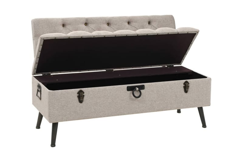 Förvaringsbänk med ryggstöd 110 cm gräddvit tyg - Kräm - Möbler - Vardagsrum - Stolar & sittmöbler - Sittbänk - Bänk med ryggstöd