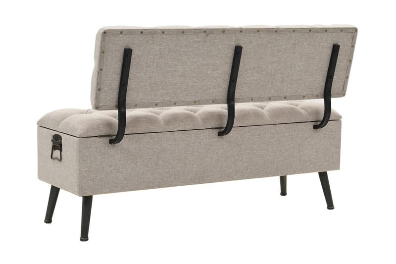 Förvaringsbänk med ryggstöd 110 cm gräddvit tyg - Kräm - Möbler - Vardagsrum - Stolar & sittmöbler - Sittbänk - Bänk med ryggstöd