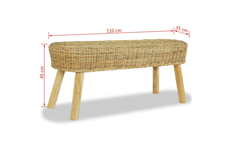 Hallbänk 110x35x45 cm naturlig rotting - Brun - Möbler - Vardagsrum - Stolar & sittmöbler - Sittbänk
