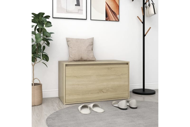 Hallbänk 80x40x45 cm sonoma-ek spånskiva - Brun - Möbler - Vardagsrum - Stolar & sittmöbler - Sittbänk