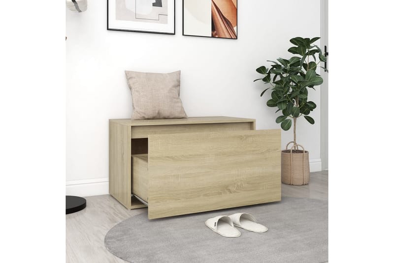 Hallbänk 80x40x45 cm sonoma-ek spånskiva - Brun - Möbler - Vardagsrum - Stolar & sittmöbler - Sittbänk