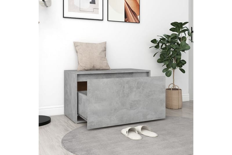 Hallbänk betonggrå 80x40x45 cm spånskiva - Grå - Möbler - Vardagsrum - Stolar & sittmöbler - Sittbänk