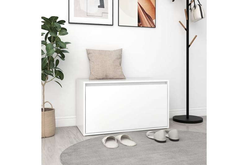 Hallbänk vit 80x40x45 cm spånskiva - Vit - Möbler - Vardagsrum - Stolar & sittmöbler - Sittbänk