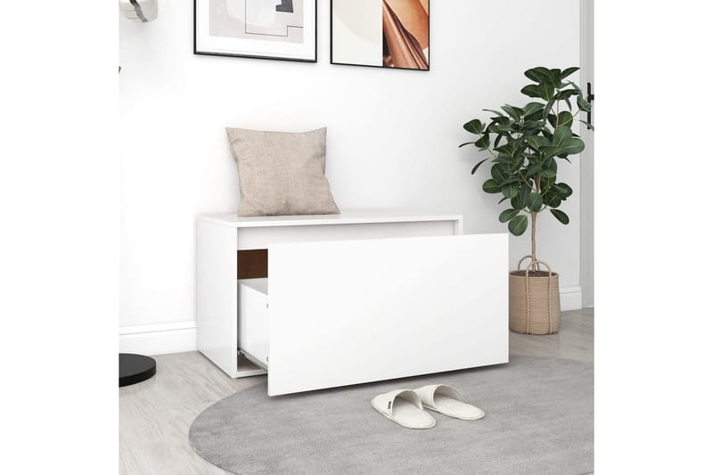 Hallbänk vit 80x40x45 cm spånskiva - Vit - Möbler - Vardagsrum - Stolar & sittmöbler - Sittbänk