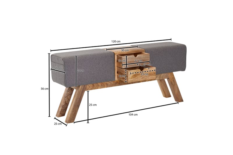 KARATYR Sittbänk 120 cm Brun - Möbler - Vardagsrum - Stolar & sittmöbler - Sittbänk