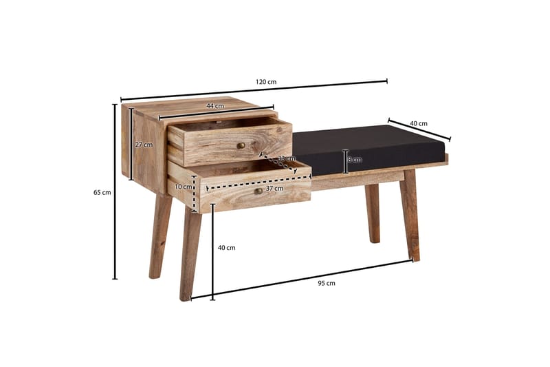 KARATYR Sittbänk 120 cm Brun - Möbler - Vardagsrum - Stolar & sittmöbler - Sittbänk