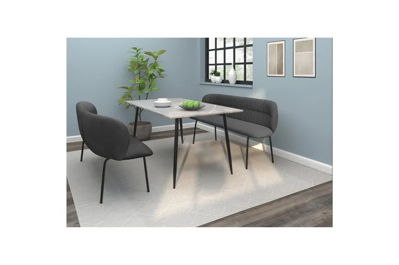 Matbänk Casey Grå - Grå - Möbler - Vardagsrum - Stolar & sittmöbler - Sittbänk - Bänk med ryggstöd