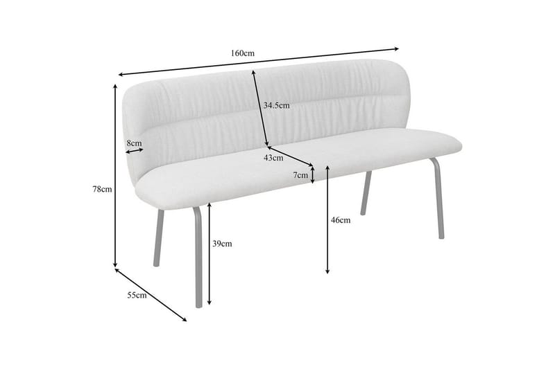 Matbänk Casey Grå - Grå - Möbler - Vardagsrum - Stolar & sittmöbler - Sittbänk - Bänk med ryggstöd