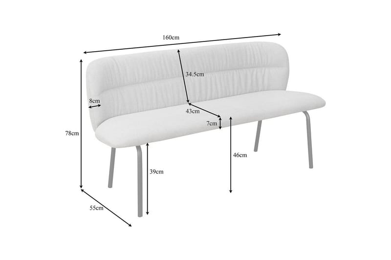 Matbänk Casey Grå - Grå - Möbler - Vardagsrum - Stolar & sittmöbler - Sittbänk - Bänk med ryggstöd