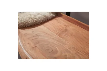 Matbänk Wohnling Köksbänk i massivt trä med trädets kant med metallben, lantlig stil Med ryggstöd, 160 cm - Med ryggstöd, 160 cm - Möbler - Vardagsrum - Stolar & sittmöbler - Sittbänk - Bänk med ryggstöd