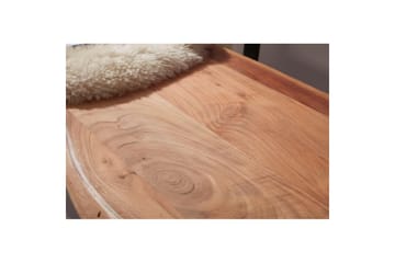 Matbänk Wohnling Köksbänk i massivt trä med trädets kant med metallben, lantlig stil Med ryggstöd, 180 cm - Med ryggstöd, 180 cm - Möbler - Vardagsrum - Stolar & sittmöbler - Sittbänk - Bänk med ryggstöd