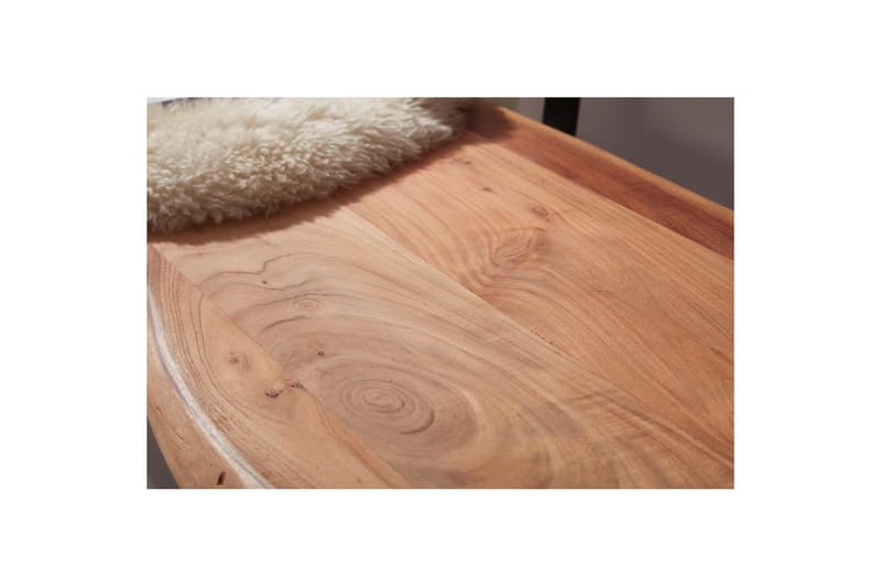 Matbänk Wohnling Köksbänk i massivt trä med trädets kant med metallben, lantlig stil Med ryggstöd, 180 cm - Med ryggstöd, 180 cm - Möbler - Bord