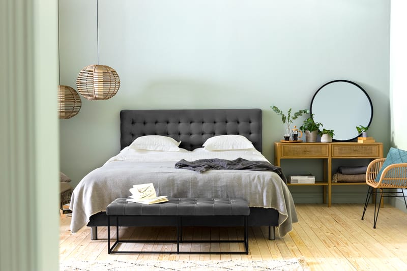 NOVELLA Sittbänk 120 cm Rutig Grå/Sammet - Mörkgrå - Möbler - Vardagsrum - Stolar & sittmöbler - Sittbänk