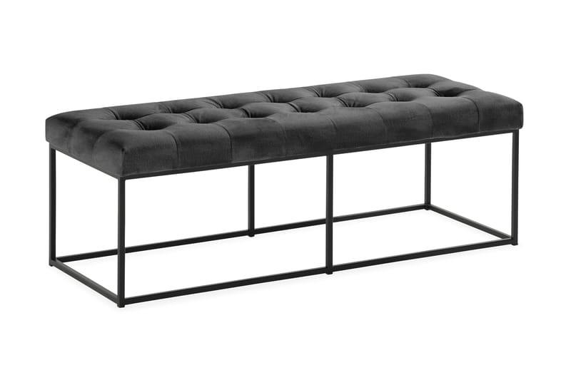 NOVELLA Sittbänk 120 cm Rutig Grå/Sammet - Mörkgrå - Möbler - Vardagsrum - Stolar & sittmöbler - Sittbänk