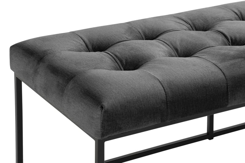 NOVELLA Sittbänk 120 cm Rutig Grå/Sammet - Mörkgrå - Möbler - Vardagsrum - Stolar & sittmöbler - Sittbänk