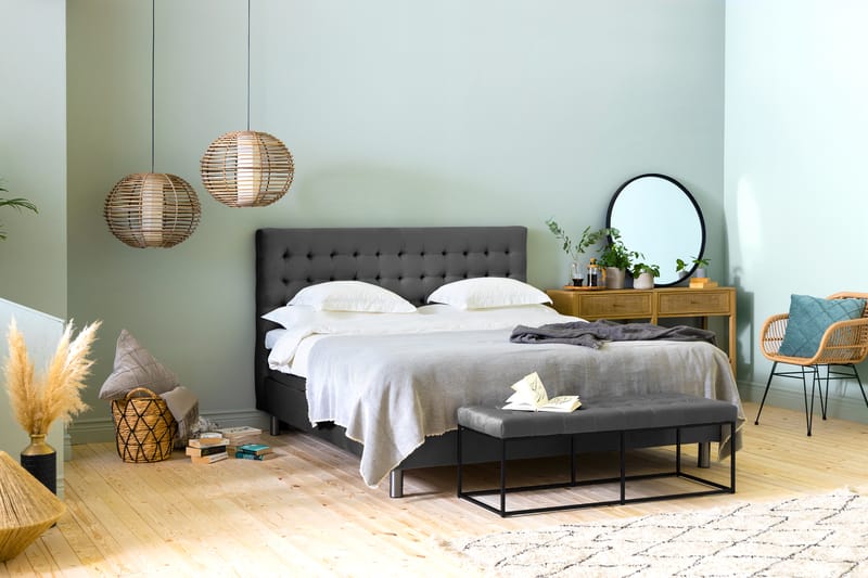NOVELLA Sittbänk 120 cm Rutig Grå/Sammet - Mörkgrå - Möbler - Vardagsrum - Stolar & sittmöbler - Sittbänk
