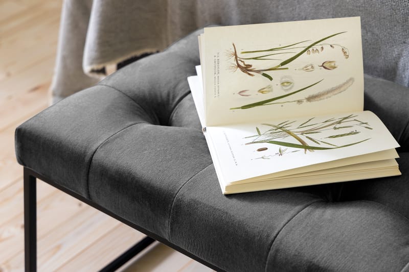 NOVELLA Sittbänk 120 cm Rutig Grå/Sammet - Mörkgrå - Möbler - Vardagsrum - Stolar & sittmöbler - Sittbänk