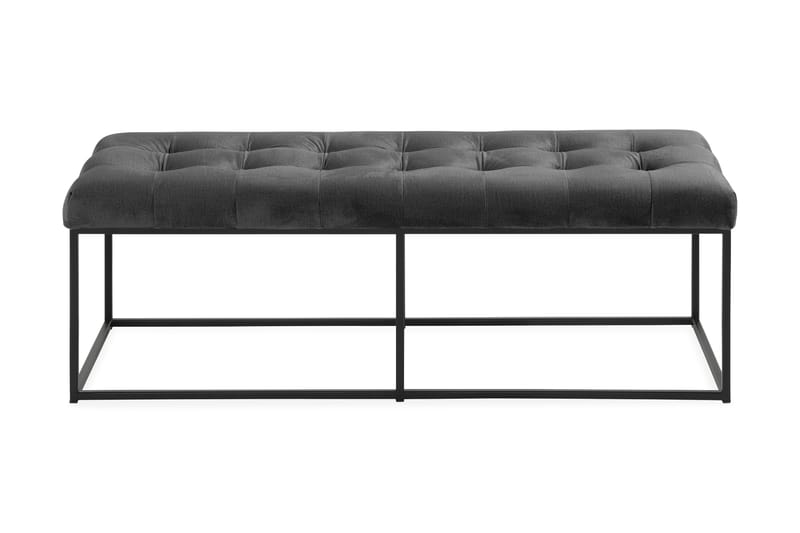 NOVELLA Sittbänk 120 cm Rutig Grå/Sammet - Mörkgrå - Möbler - Vardagsrum - Stolar & sittmöbler - Sittbänk