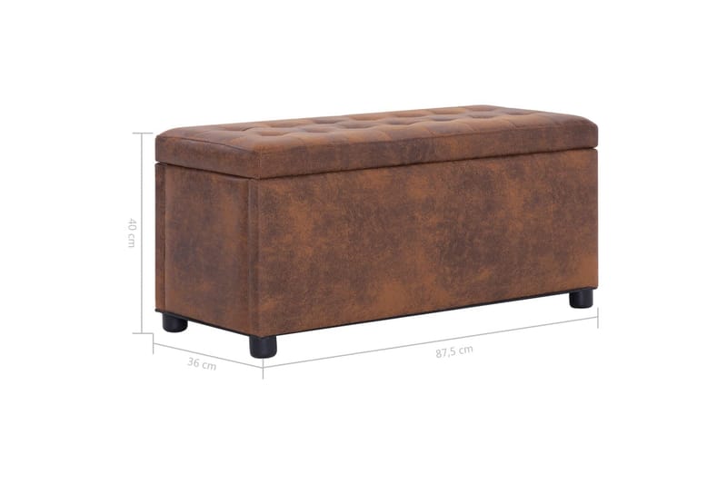 Ottoman med förvaring 87,5 cm brun konstmocka - Brun - Möbler - Vardagsrum - Stolar & sittmöbler - Sittbänk