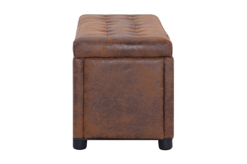 Ottoman med förvaring 87,5 cm brun konstmocka - Brun - Möbler - Vardagsrum - Stolar & sittmöbler - Sittbänk