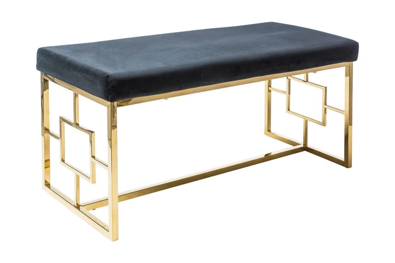 Sittebenk Fløyel Svart 100 cm, Sammet/Svart/Guld