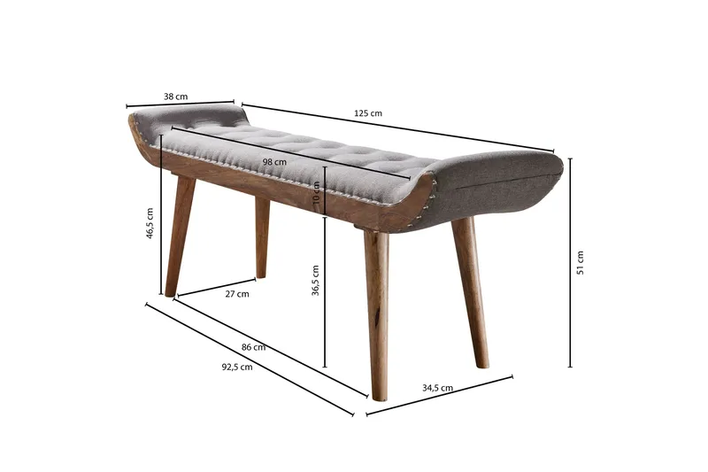 Timiothy Sittbänk - Grå - Möbler - Vardagsrum - Stolar & sittmöbler - Sittbänk