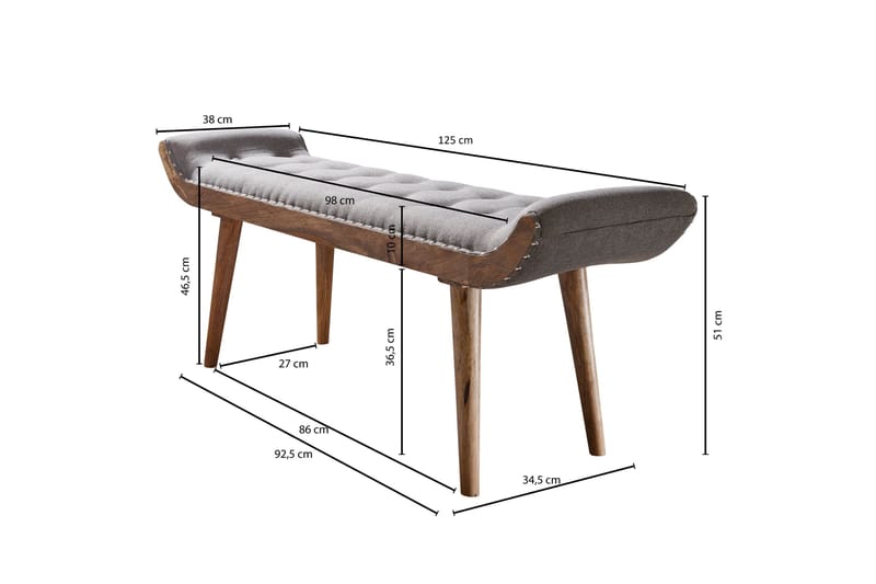 Timiothy Sittbänk - Grå - Möbler - Vardagsrum - Stolar & sittmöbler - Sittbänk