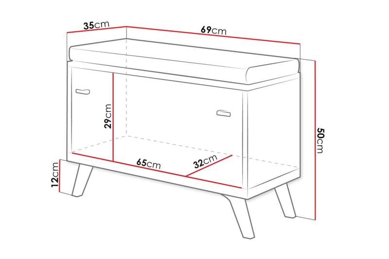 TOTNES Sittbänk med Förvaring Vit/Ek - Vit/Ek - Möbler - Vardagsrum - Stolar & sittmöbler - Sittbänk