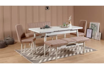 Valsot Sittbänk 110 cm - Vit/Brun - Möbler - Vardagsrum - Stolar & sittmöbler - Sittbänk - Bänk med ryggstöd