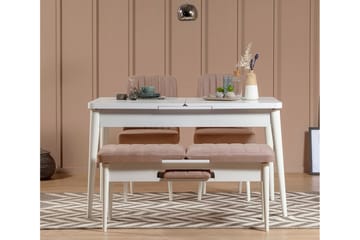 Valsot Sittbänk 110 cm - Vit/Brun - Möbler - Vardagsrum - Stolar & sittmöbler - Sittbänk - Bänk med ryggstöd