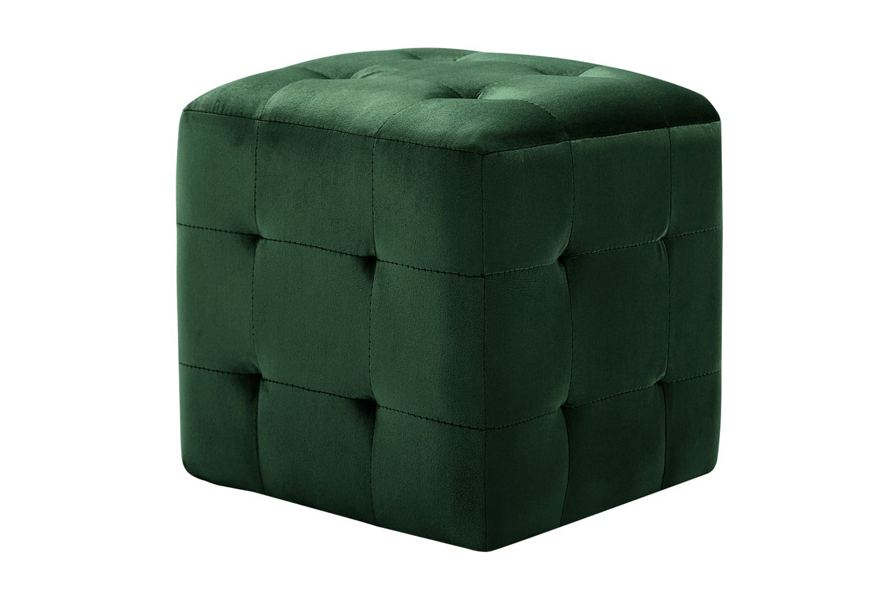 Sittpuff 2 st grön 30x30x30 cm sammetstyg – Grön