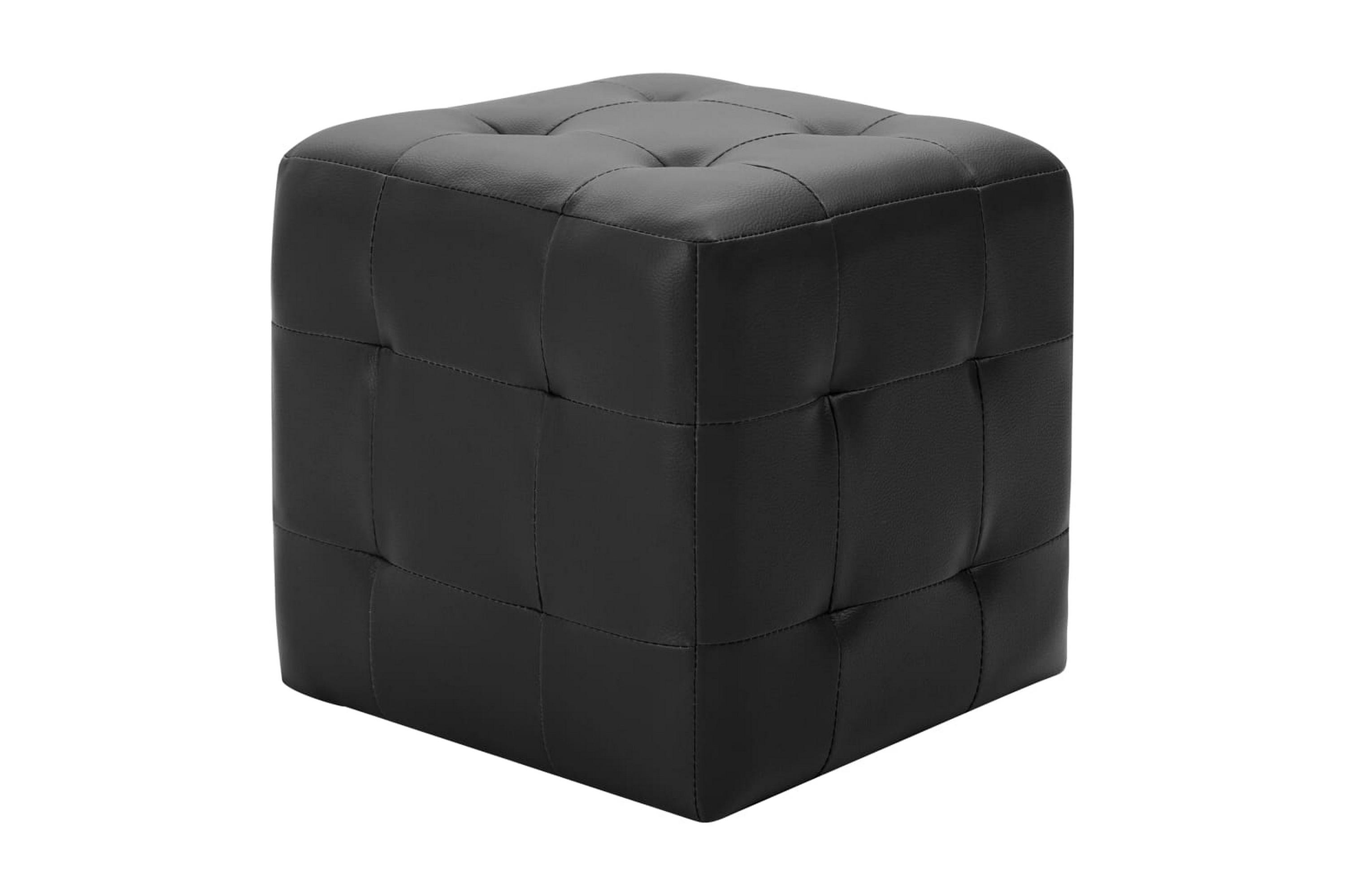 Sittpuff 2 st svart 30x30x30 cm konstläder – Svart