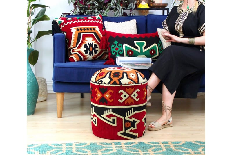 Amsterdam Sittpuff 40 cm - Röd/Vit - Möbler - Vardagsrum - Stolar & sittmöbler - Sittpuff