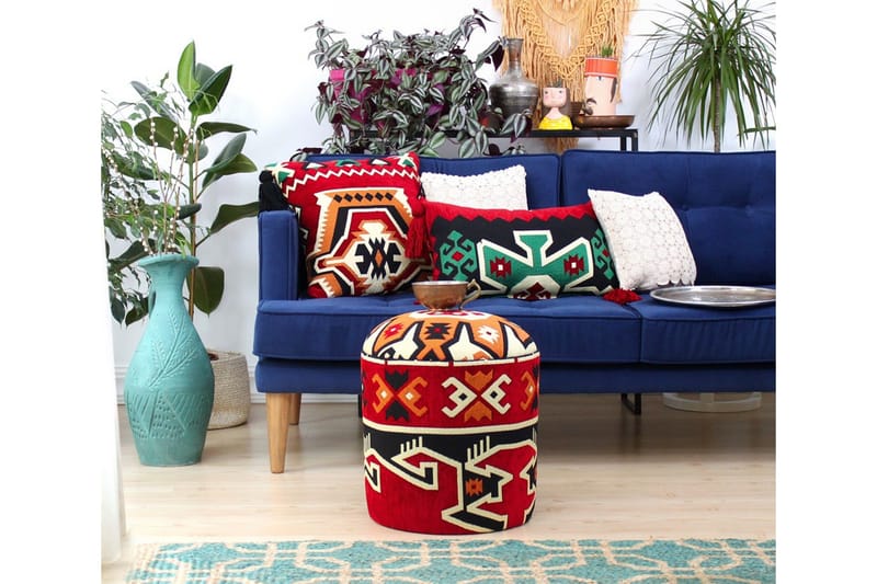 Amsterdam Sittpuff 40 cm - Röd/Vit - Möbler - Vardagsrum - Stolar & sittmöbler - Sittpuff