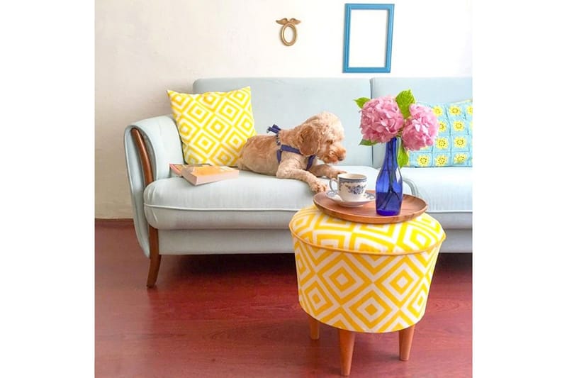 Bordentown Sittpuff 42 cm - Gul - Möbler - Vardagsrum - Stolar & sittmöbler - Sittpuff