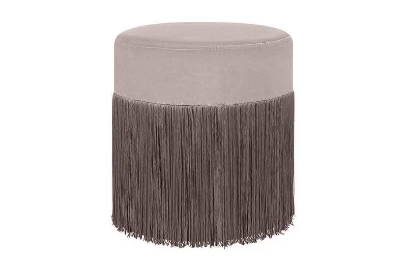 CATHLYN Sittpuff med Fransar Sammet Beige