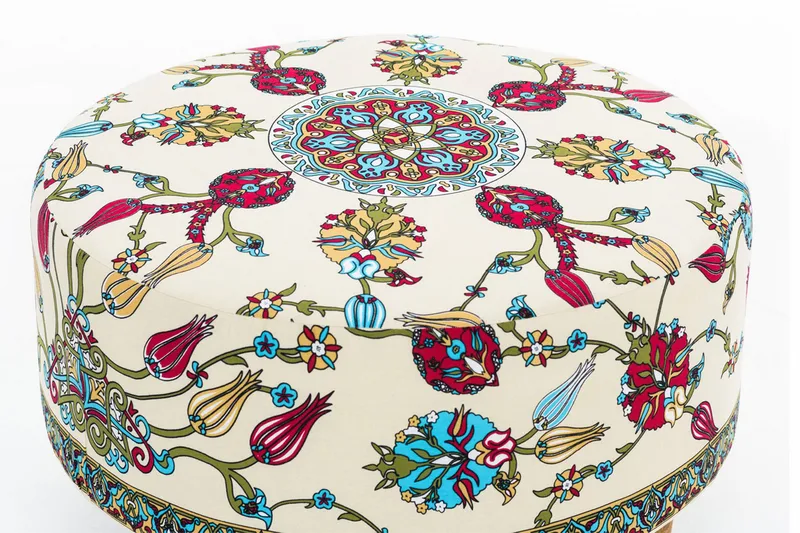 Cerasolo Sittpuff Rund - Sammet/Beige/Röd/Natur - Möbler - Vardagsrum - Stolar & sittmöbler - Sittpuff