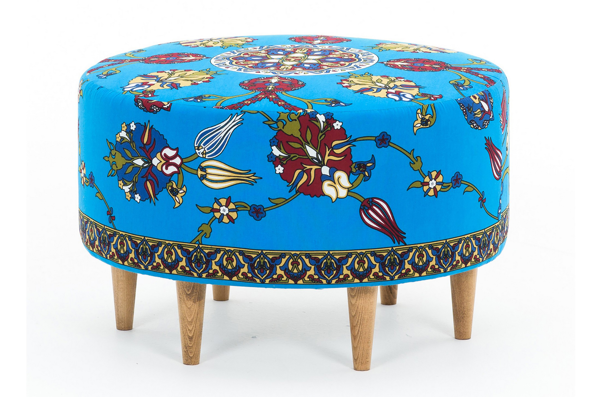 crevoux sittpuff sammet/blå/röd/natur -