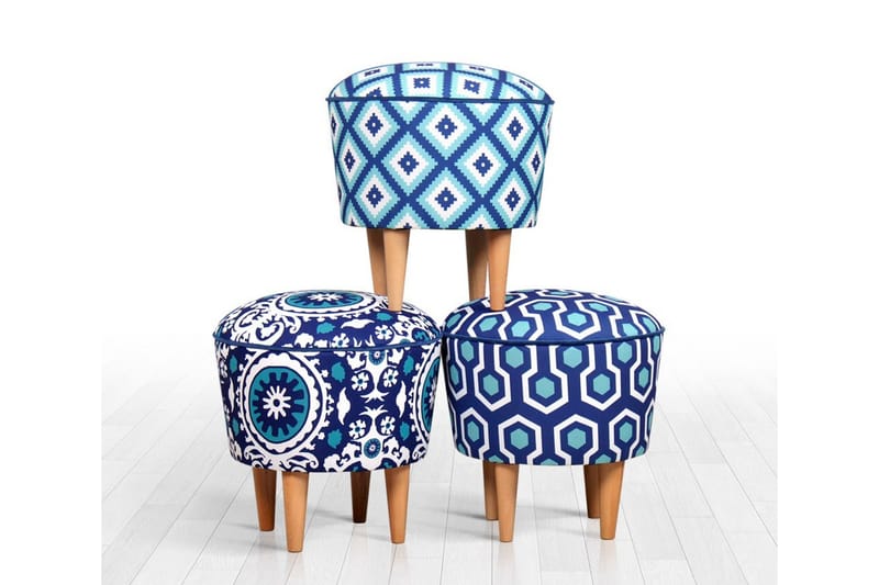 Debesis Sittpuff 42 cm - Blå/Vit - Möbler - Vardagsrum - Stolar & sittmöbler - Sittpuff