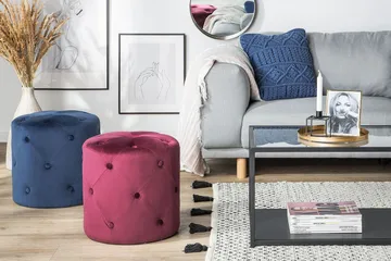 Emmerlyn Sittpuff Sammet - Blå - Möbler - Vardagsrum - Stolar & sittmöbler - Sittpuff