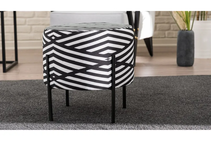 Flowery Sittpuff - Svart/Vit - Möbler - Vardagsrum - Stolar & sittmöbler - Sittpuff