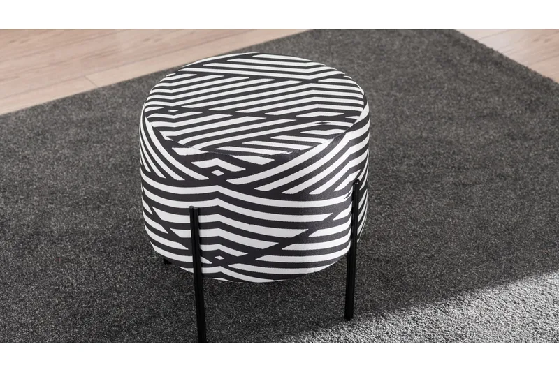 Flowery Sittpuff - Svart/Vit - Möbler - Vardagsrum - Stolar & sittmöbler - Sittpuff