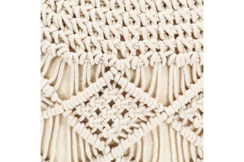 Handgjord sittpuff makramé 45x30 cm bomull - Beige - Möbler - Vardagsrum - Stolar & sittmöbler - Sittpuff